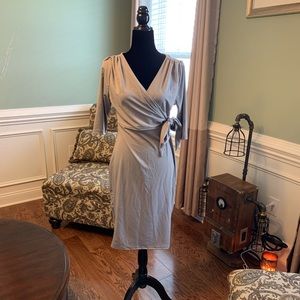 Grey faux wrap career or occasion dress!